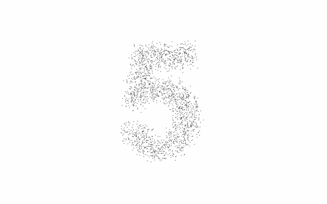 CI-09: The digit five made of fine gray dust particles